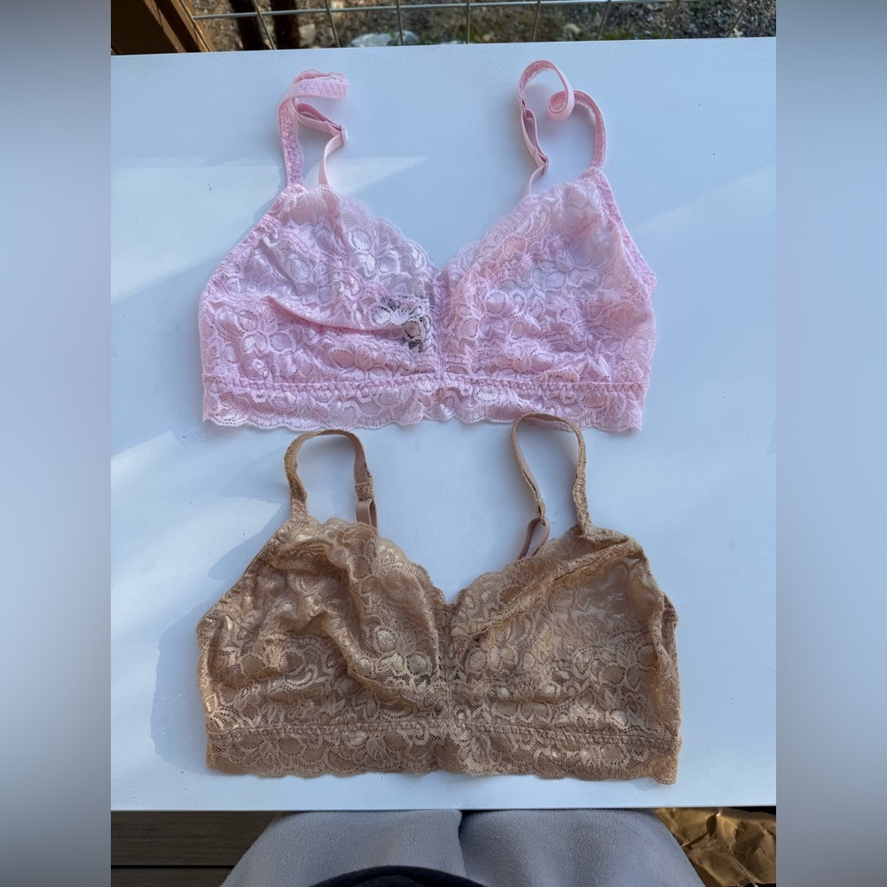 Quince Lace Bralette Duo - Pink and Tan